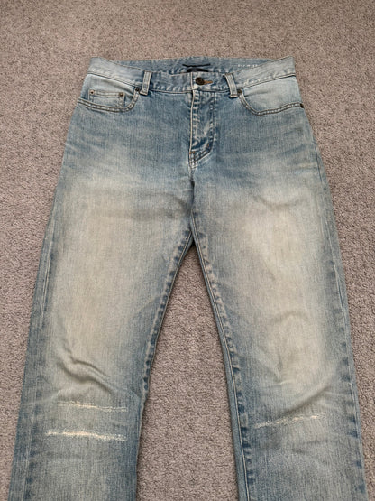FW16 Saint Laurent by Hedi Slimane Repair Washed D02 Denim Jeans