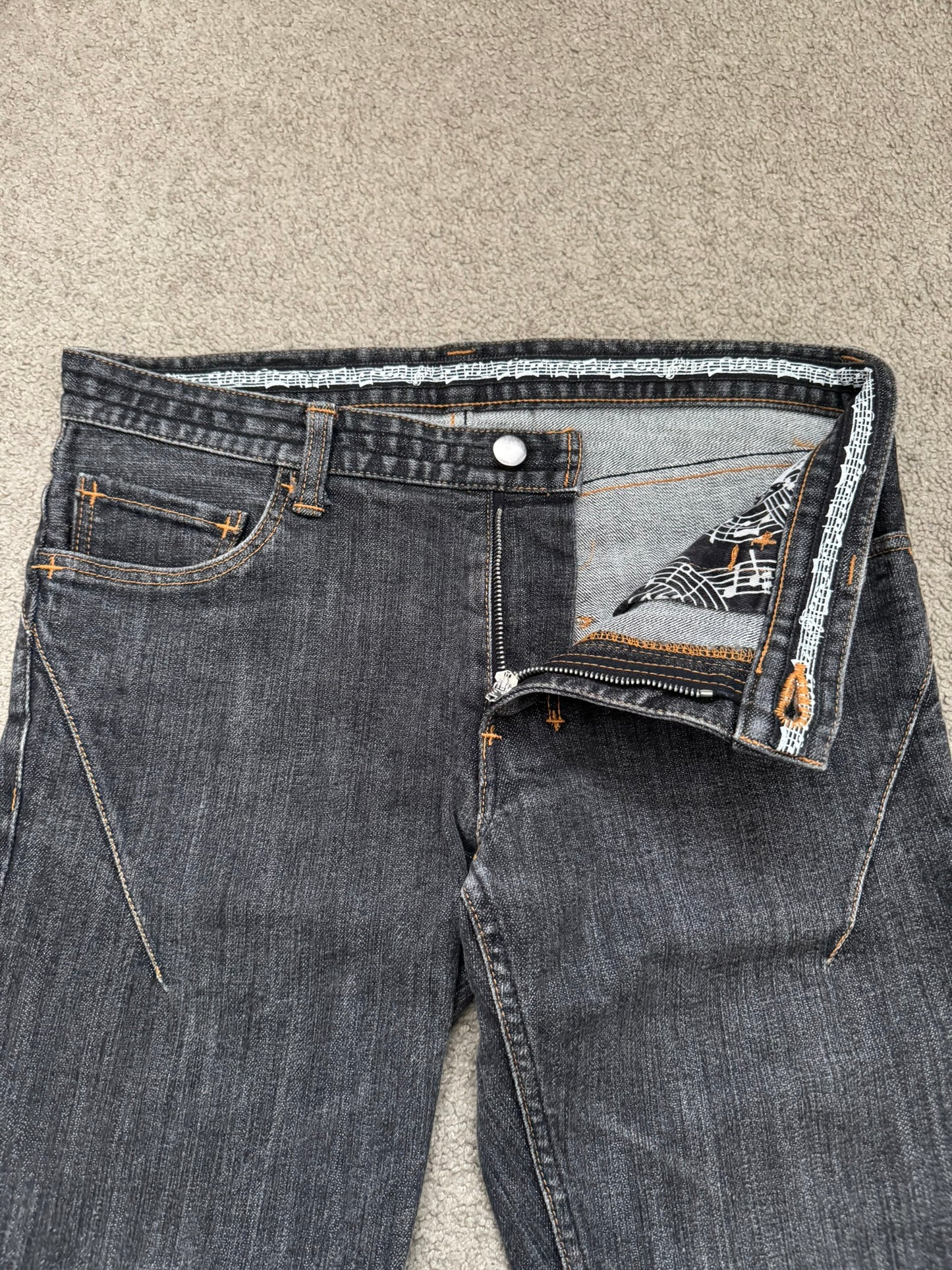 SS08 Number (N)ine Pain Crying Heart Black Denim Jeans