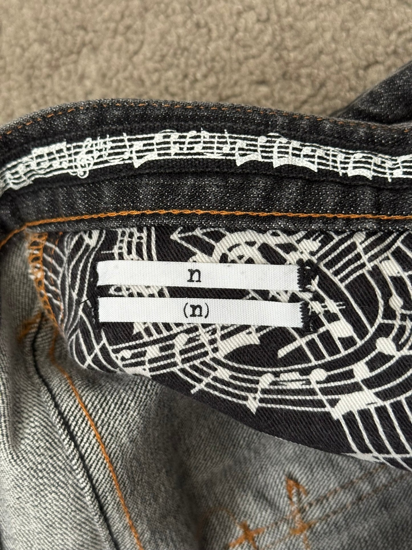 SS08 Number (N)ine Pain Crying Heart Black Denim Jeans