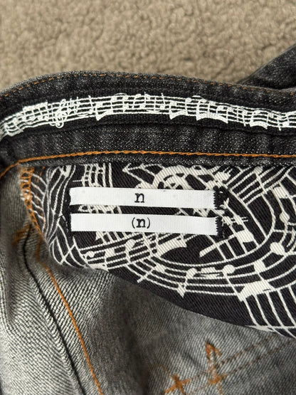 SS08 Number (N)ine Pain Crying Heart Black Denim Jeans