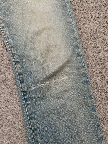 FW16 Saint Laurent by Hedi Slimane Repair Washed D02 Denim Jeans