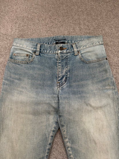 FW16 Saint Laurent by Hedi Slimane Repair Washed D02 Denim Jeans
