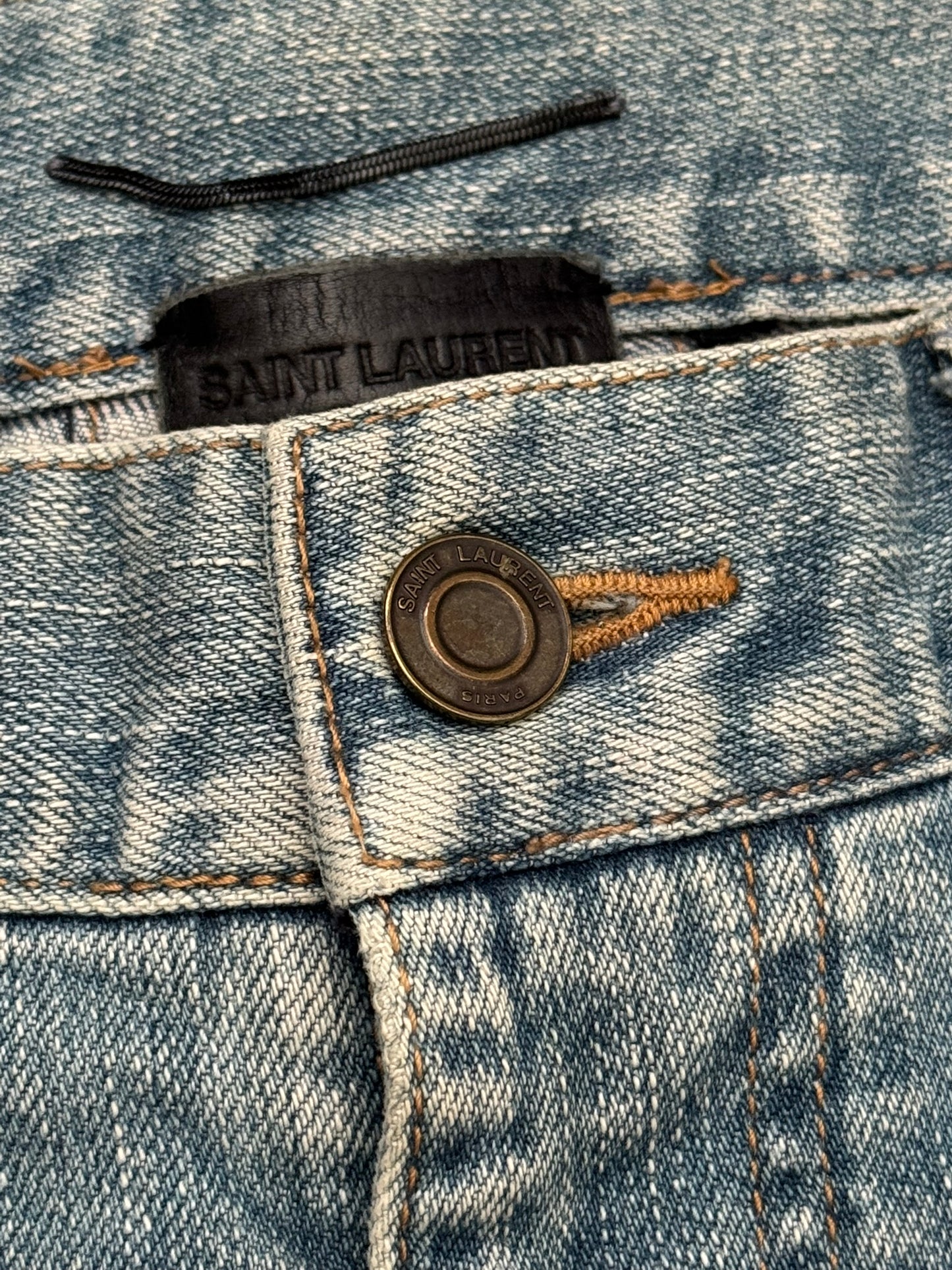 FW16 Saint Laurent by Hedi Slimane Repair Washed D02 Denim Jeans