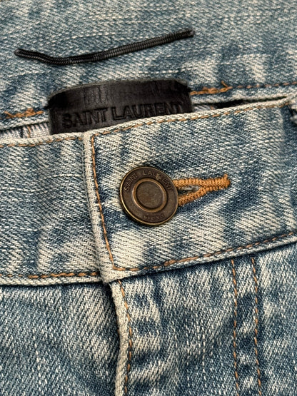 FW16 Saint Laurent by Hedi Slimane Repair Washed D02 Denim Jeans