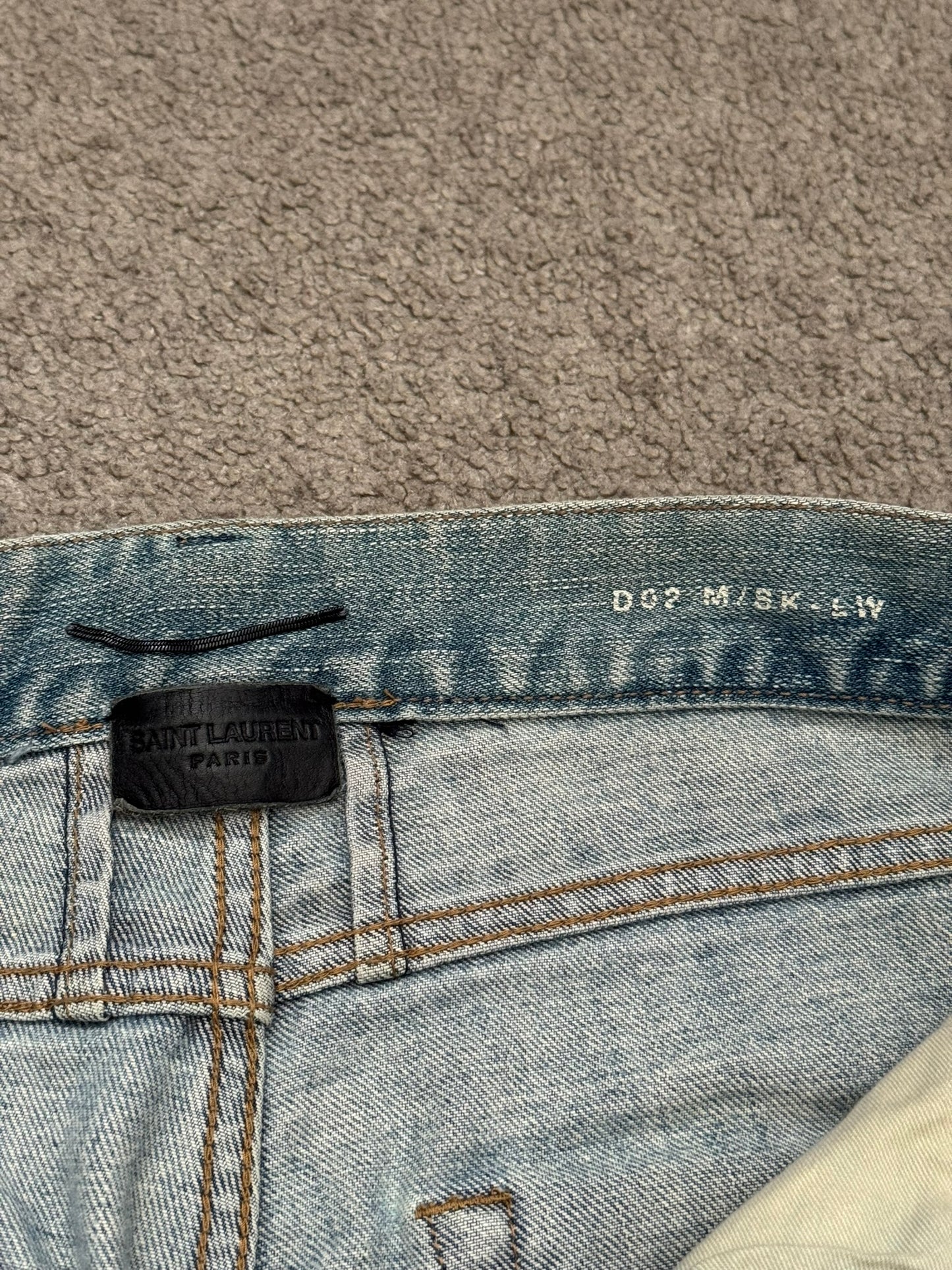 FW16 Saint Laurent by Hedi Slimane Repair Washed D02 Denim Jeans