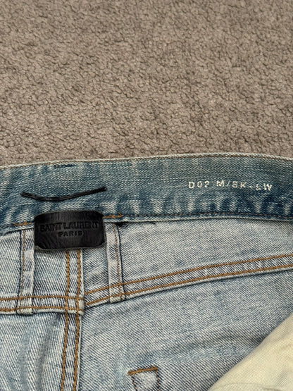 FW16 Saint Laurent by Hedi Slimane Repair Washed D02 Denim Jeans