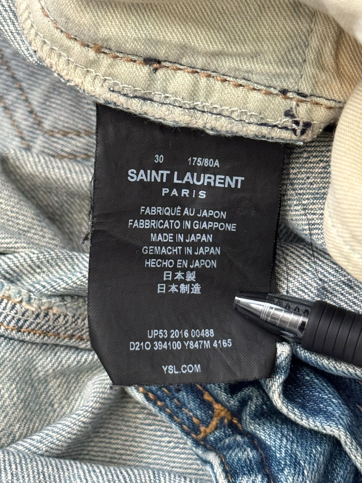FW16 Saint Laurent by Hedi Slimane Repair Washed D02 Denim Jeans