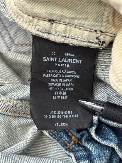 FW16 Saint Laurent by Hedi Slimane Repair Washed D02 Denim Jeans