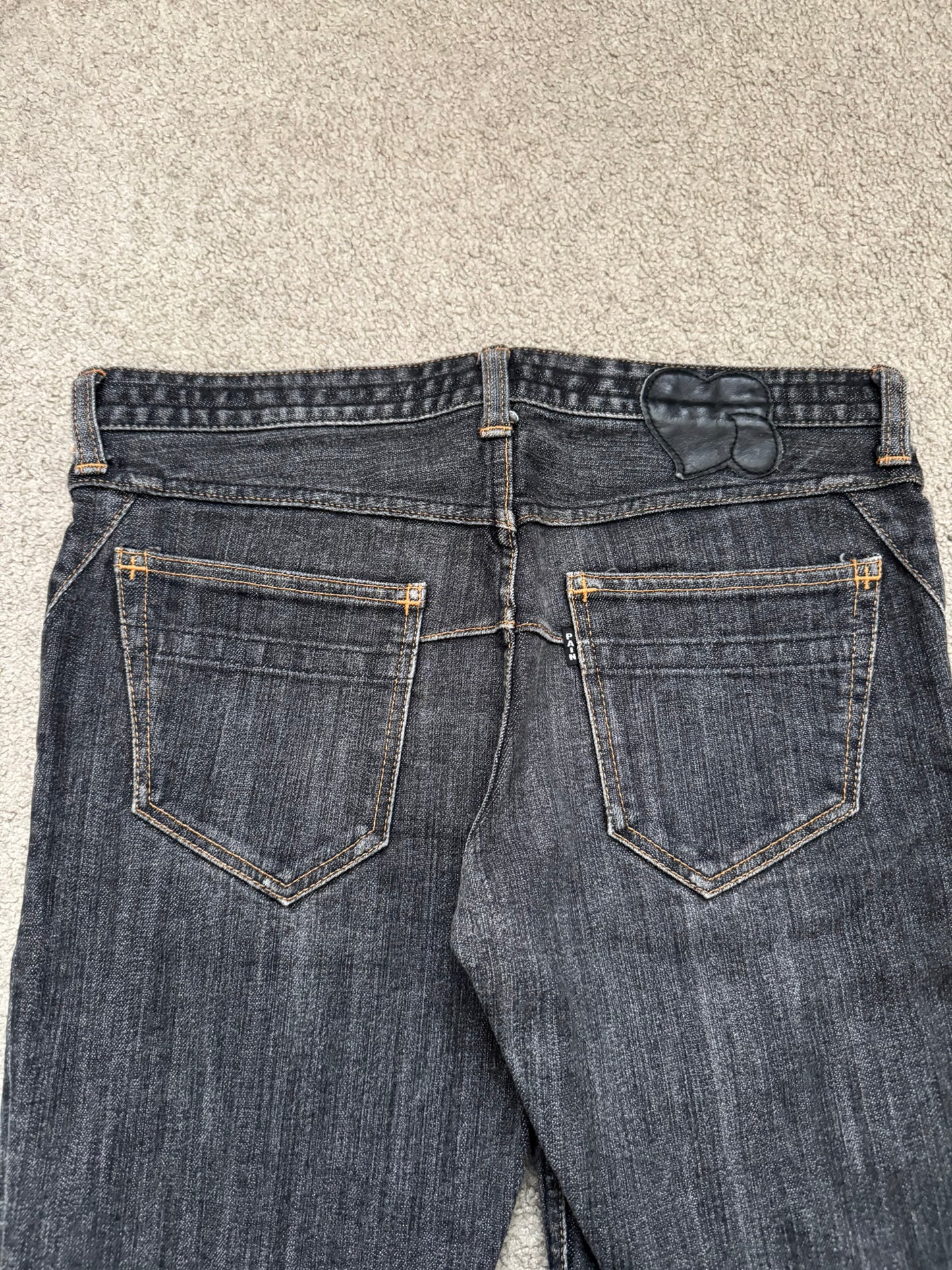 SS08 Number (N)ine Pain Crying Heart Black Denim Jeans