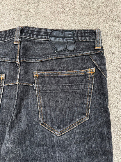 SS08 Number (N)ine Pain Crying Heart Black Denim Jeans