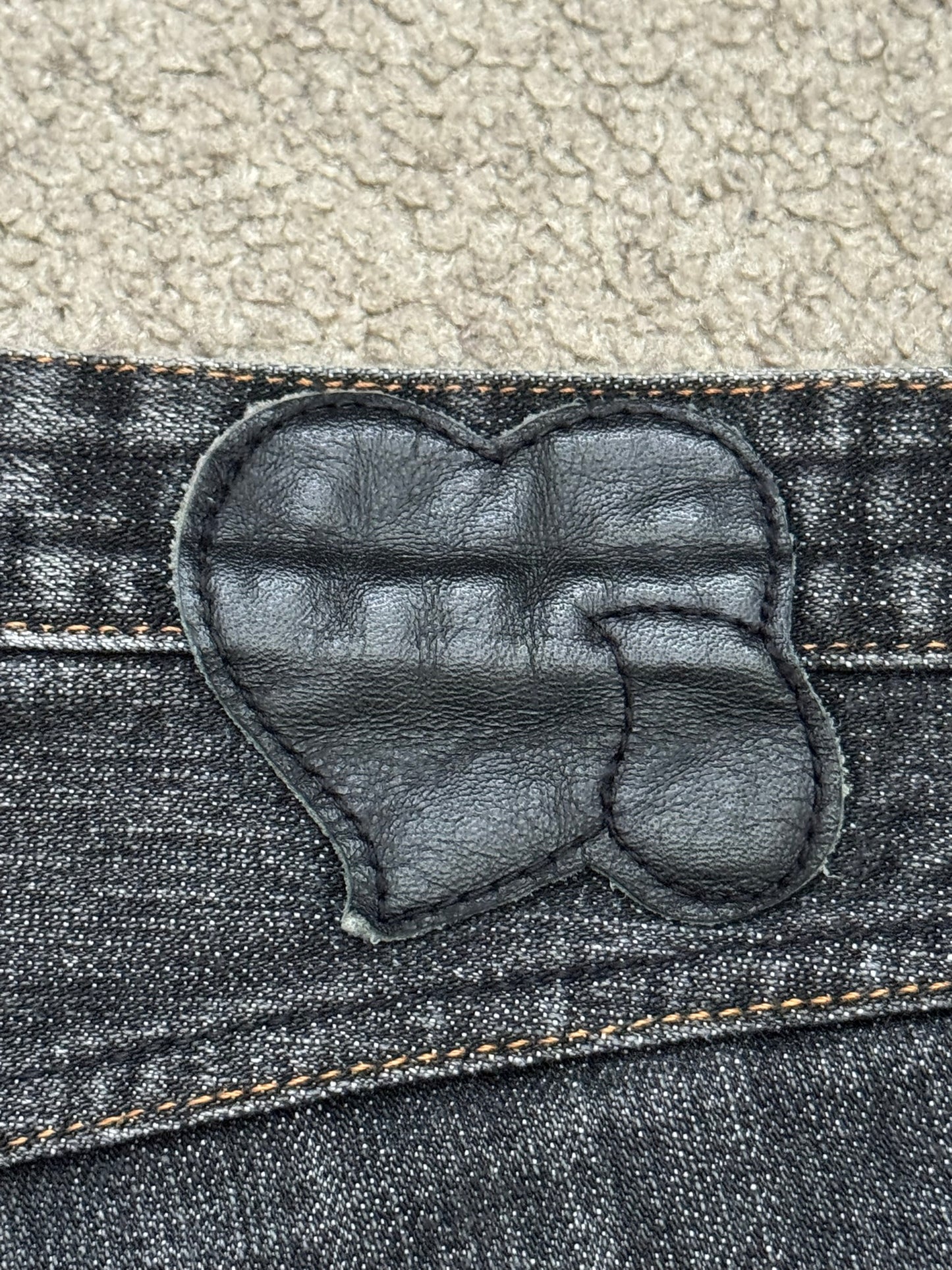 SS08 Number (N)ine Pain Crying Heart Black Denim Jeans