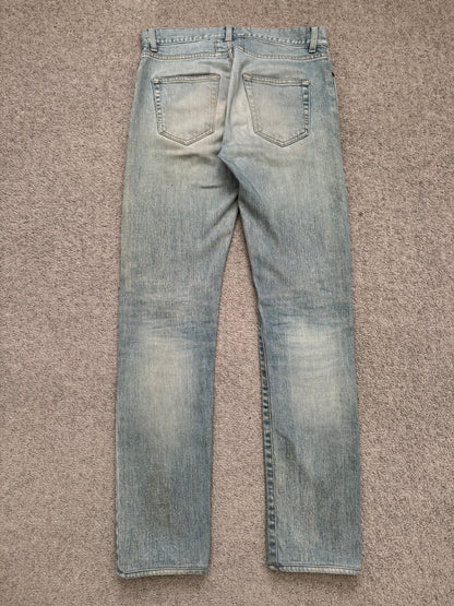 FW16 Saint Laurent by Hedi Slimane Repair Washed D02 Denim Jeans