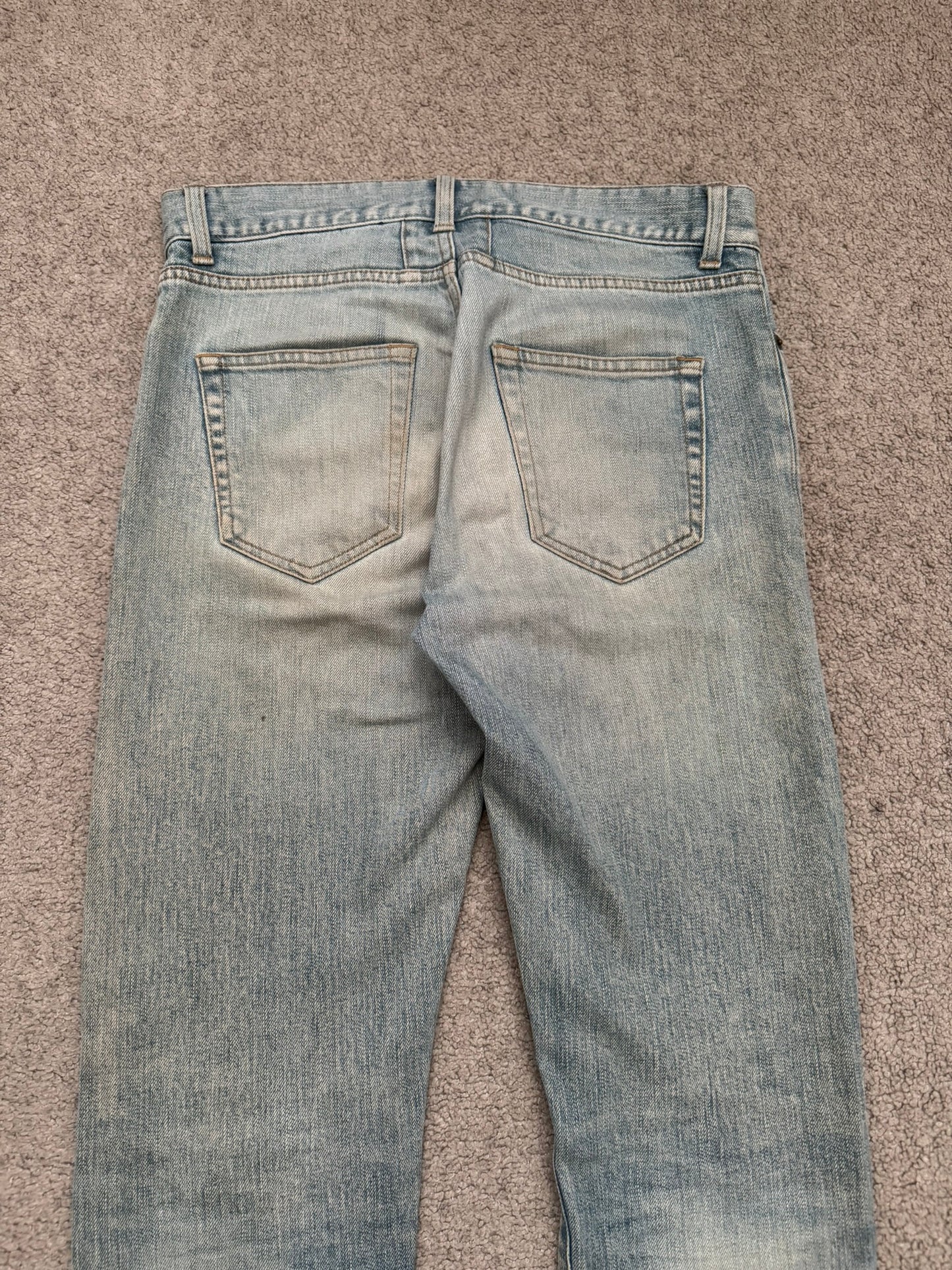 FW16 Saint Laurent by Hedi Slimane Repair Washed D02 Denim Jeans