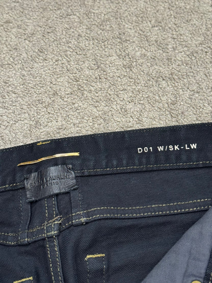 FW14 Saint Laurent by Hedi Slimane Oil Stain Crash Distress Denim Jeans