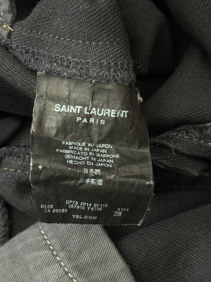 FW14 Saint Laurent by Hedi Slimane Oil Stain Crash Distress Denim Jeans