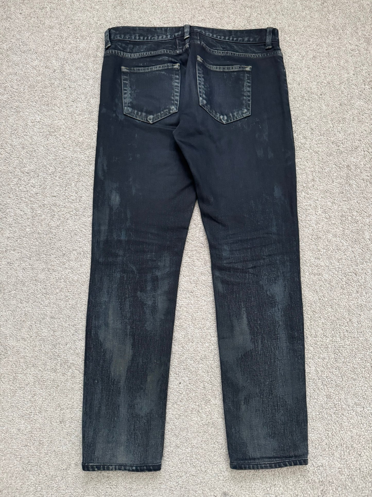 FW14 Saint Laurent by Hedi Slimane Oil Stain Crash Distress Denim Jeans