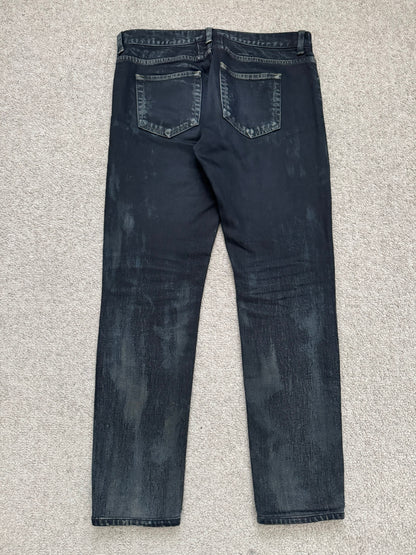 FW14 Saint Laurent by Hedi Slimane Oil Stain Crash Distress Denim Jeans