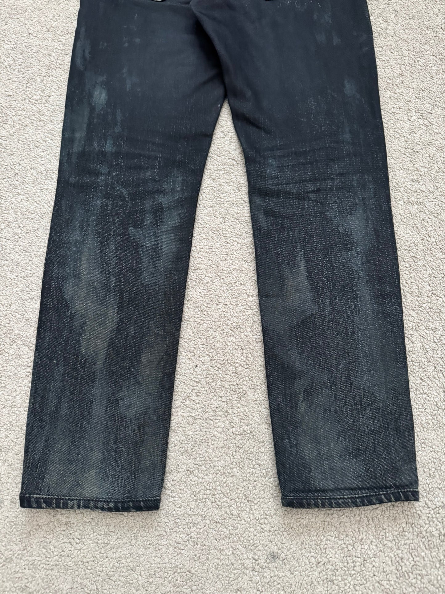FW14 Saint Laurent by Hedi Slimane Oil Stain Crash Distress Denim Jeans