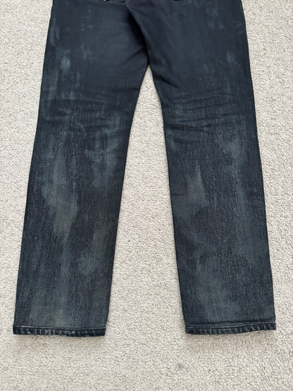 FW14 Saint Laurent by Hedi Slimane Oil Stain Crash Distress Denim Jeans