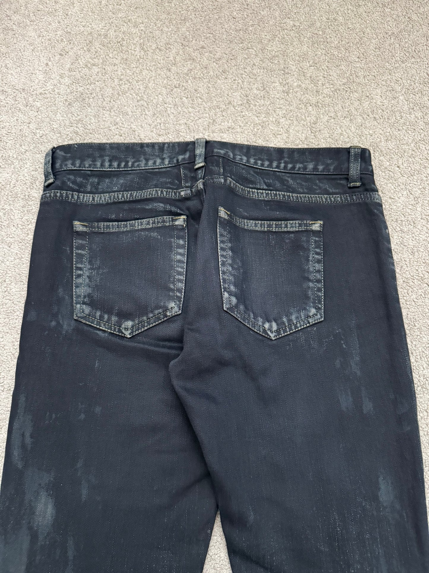 FW14 Saint Laurent by Hedi Slimane Oil Stain Crash Distress Denim Jeans