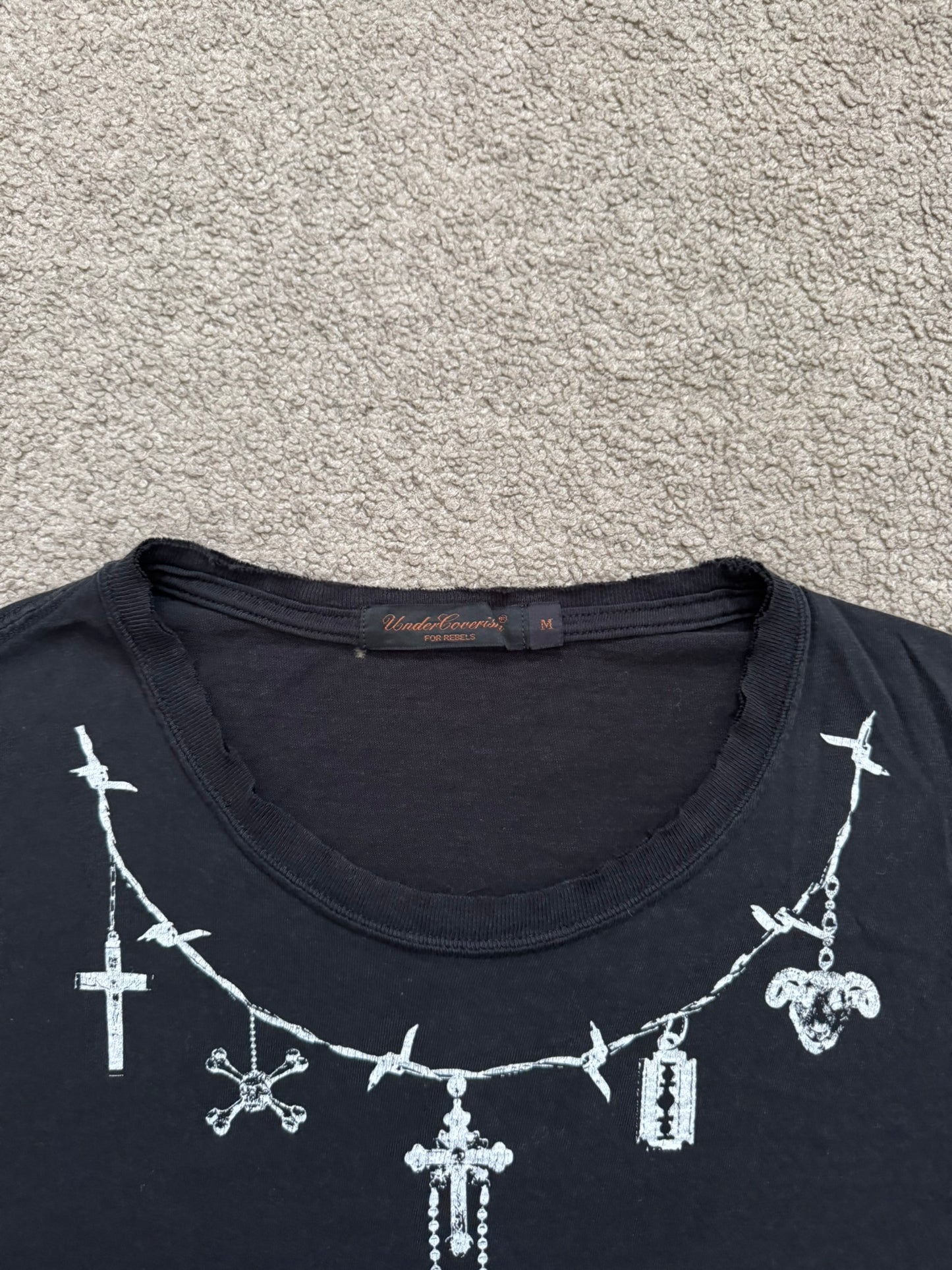 SS03 Undercover "Scab" Barbwire Rosary Chain T Shirt