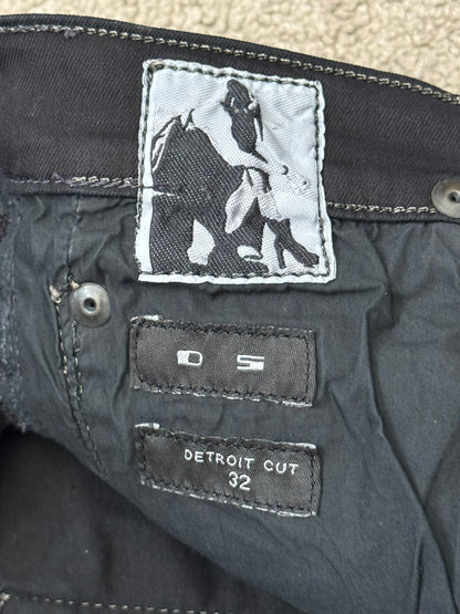 FW15 Rick Owens DRKSHDW Black Waxed Detroit Cut Denim Jeans
