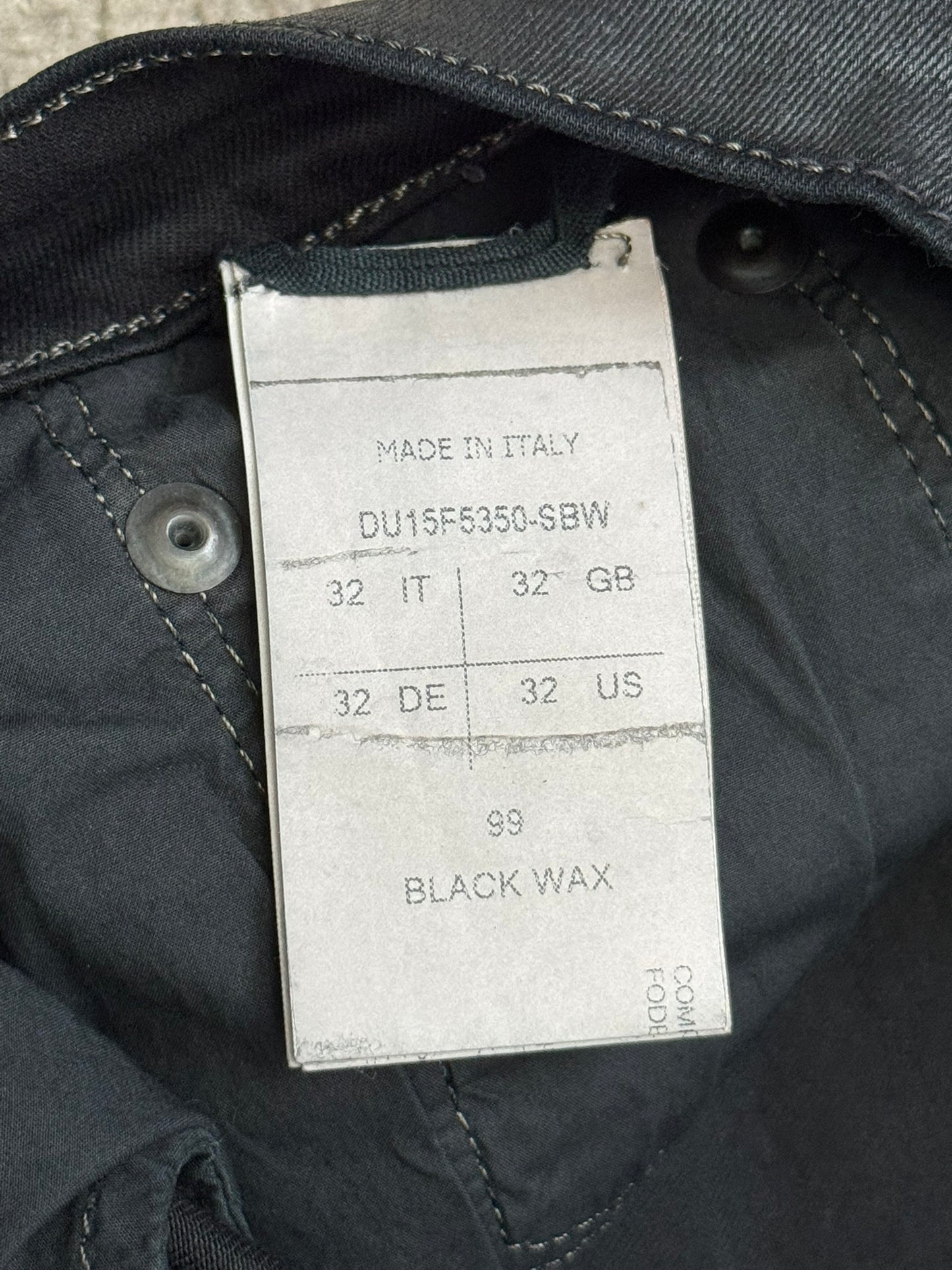 FW15 Rick Owens DRKSHDW Black Waxed Detroit Cut Denim Jeans