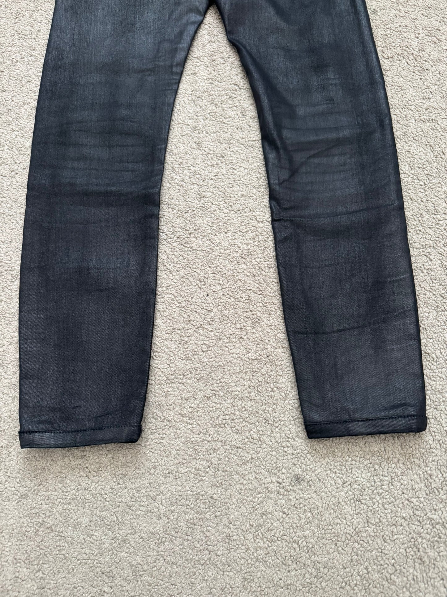 FW15 Rick Owens DRKSHDW Black Waxed Detroit Cut Denim Jeans
