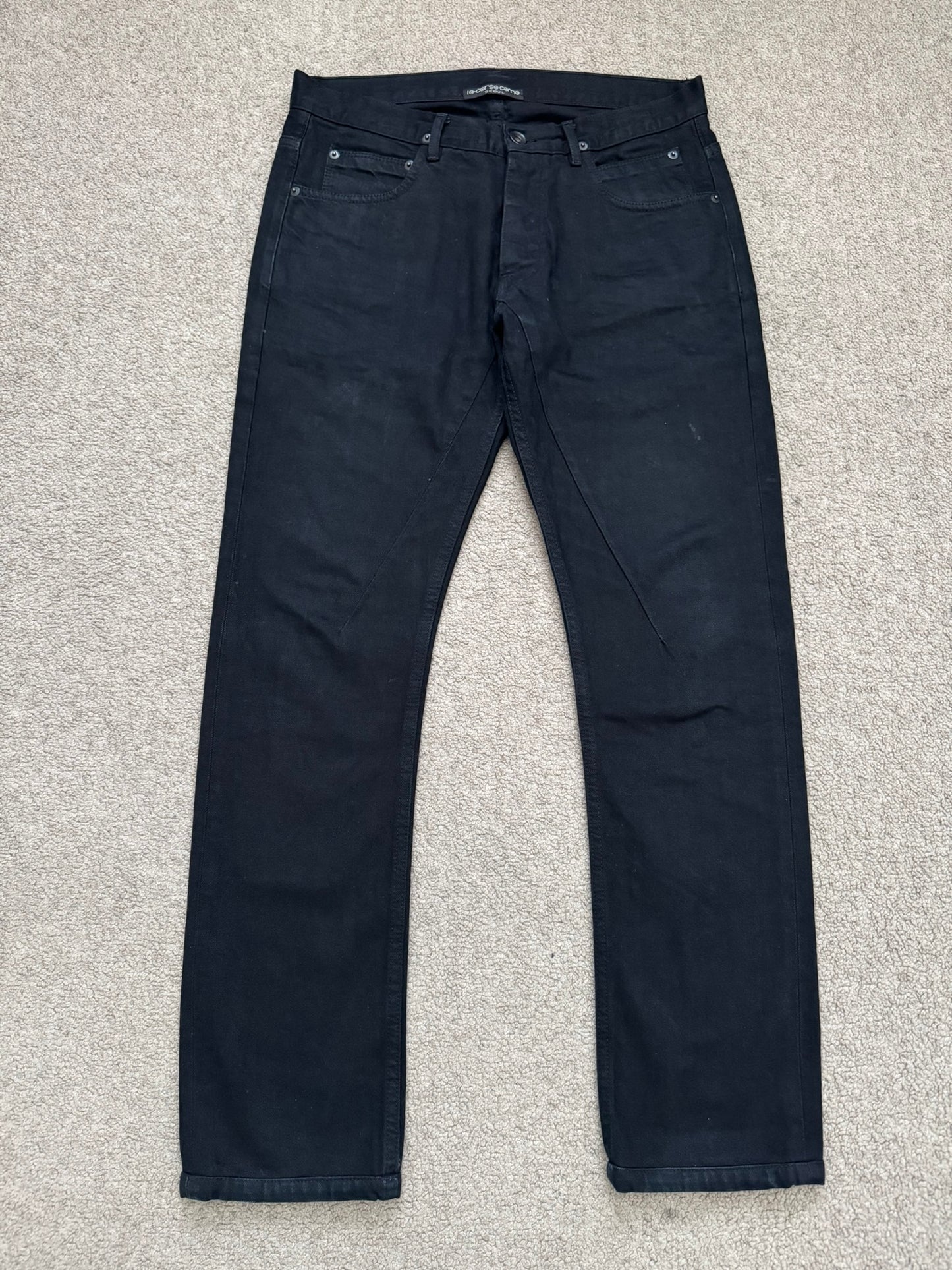 FW14 Rick Owens DRKSHDW Black Waxed Detroit Cut Denim Jeans