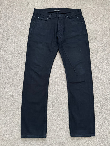 FW14 Rick Owens DRKSHDW Black Waxed Detroit Cut Denim Jeans