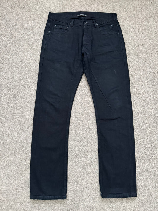 FW14 Rick Owens DRKSHDW Black Waxed Detroit Cut Denim Jeans