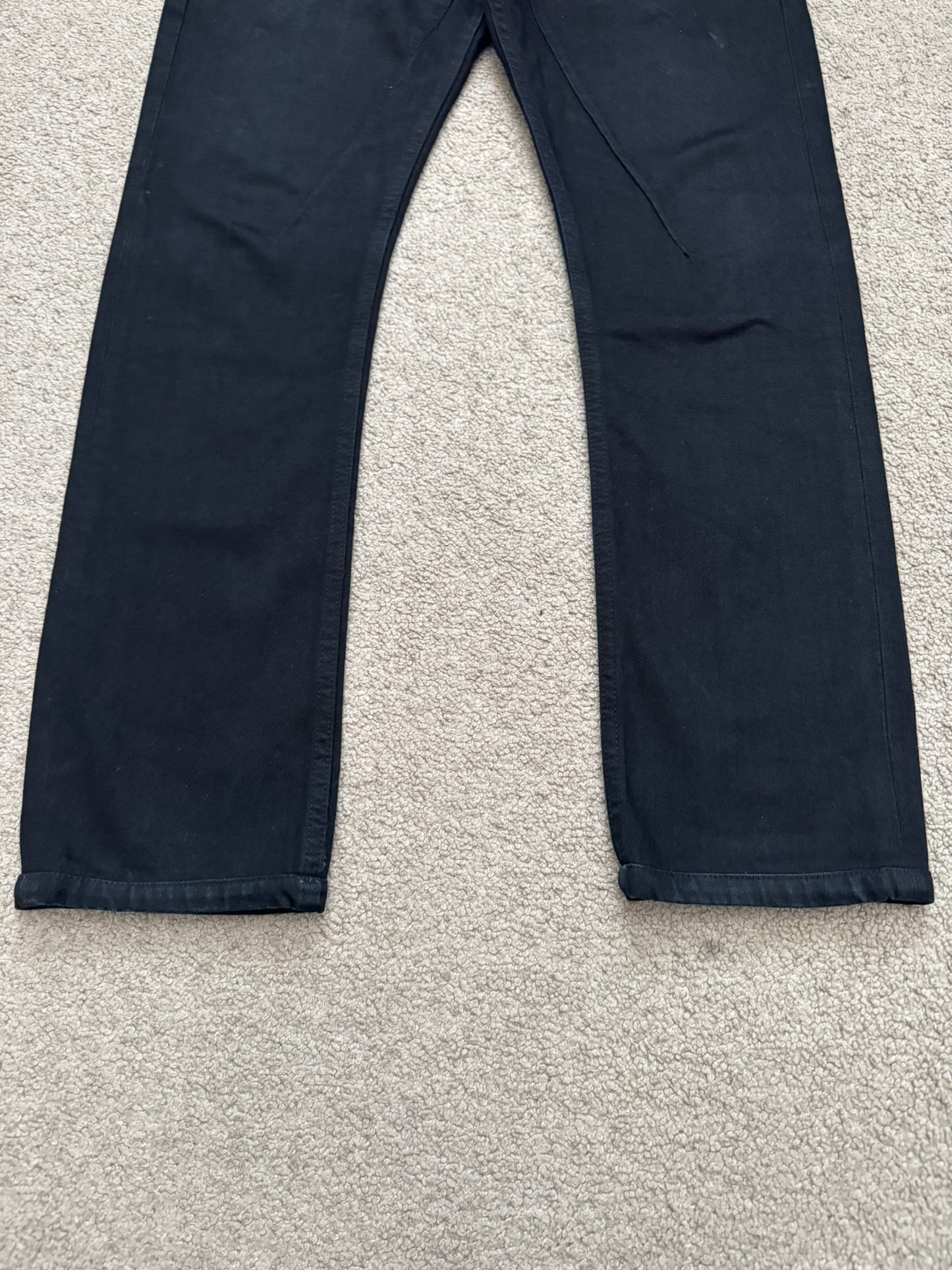 FW14 Rick Owens DRKSHDW Black Waxed Detroit Cut Denim Jeans