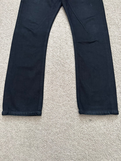 FW14 Rick Owens DRKSHDW Black Waxed Detroit Cut Denim Jeans