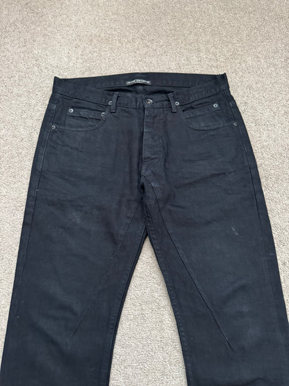 FW14 Rick Owens DRKSHDW Black Waxed Detroit Cut Denim Jeans