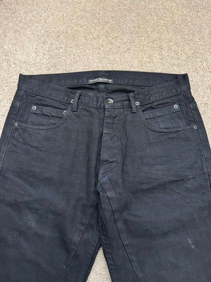 FW14 Rick Owens DRKSHDW Black Waxed Detroit Cut Denim Jeans