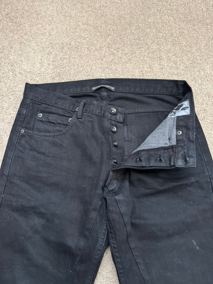 FW14 Rick Owens DRKSHDW Black Waxed Detroit Cut Denim Jeans