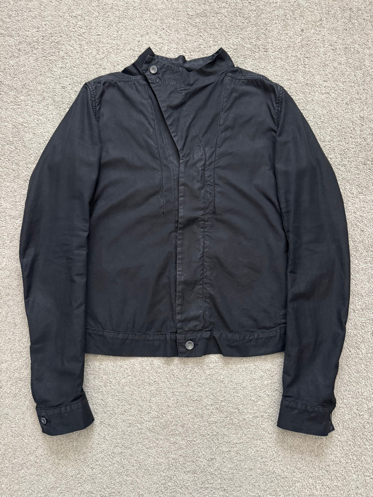 SS10 Rick Owens DRKSHDW Black Waxed Ripstop Slave Jacket