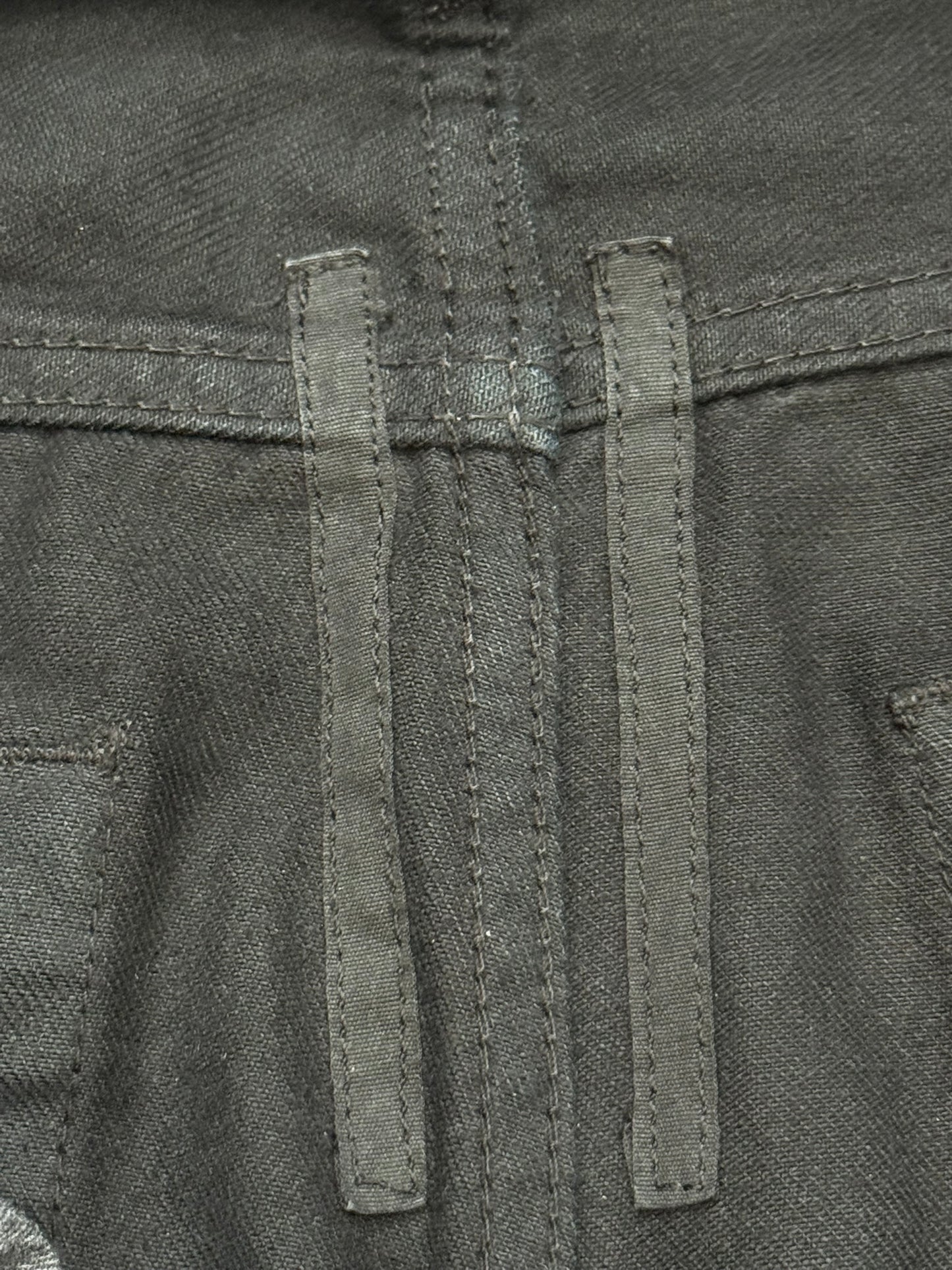 FW14 Rick Owens DRKSHDW Black Waxed Detroit Cut Denim Jeans