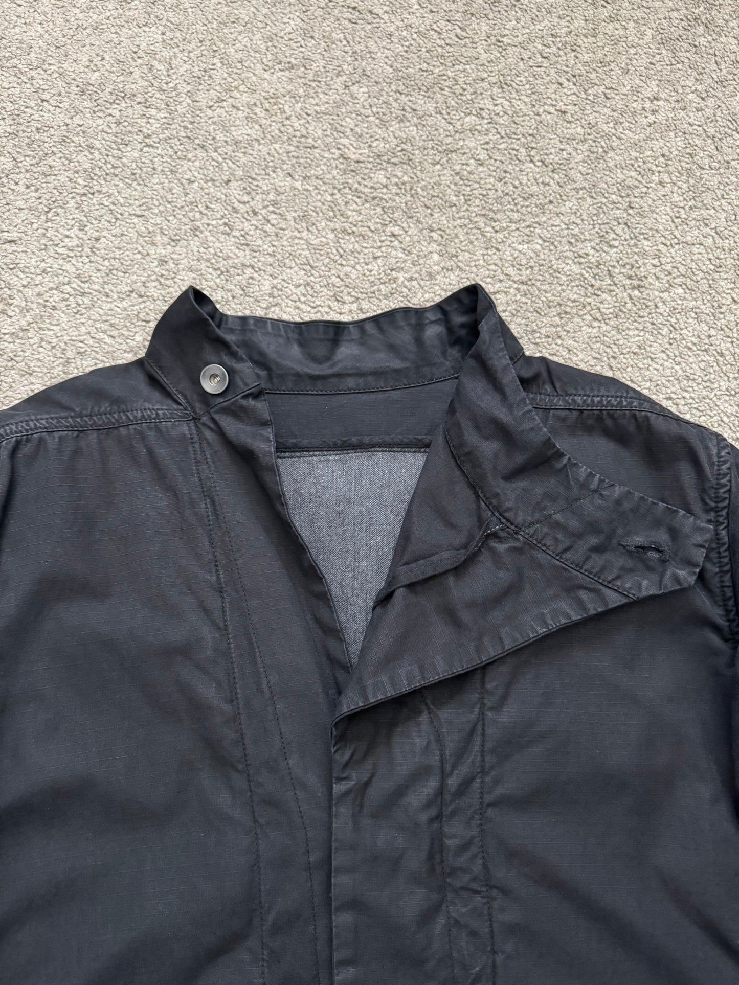 SS10 Rick Owens DRKSHDW Black Waxed Ripstop Slave Jacket