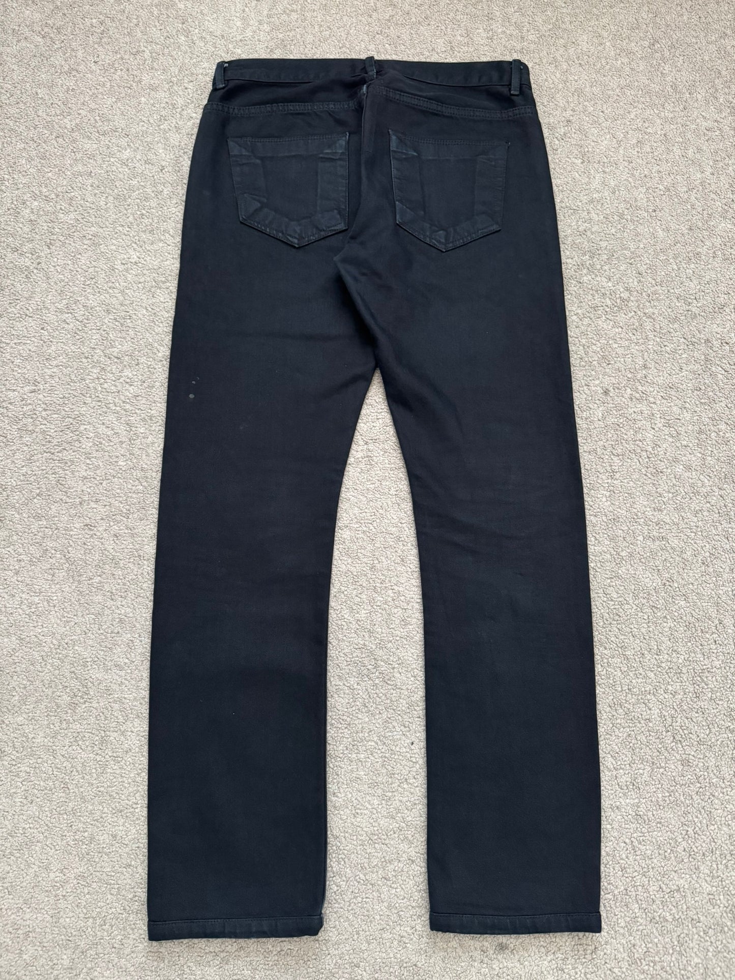 FW14 Rick Owens DRKSHDW Black Waxed Detroit Cut Denim Jeans