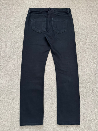 FW14 Rick Owens DRKSHDW Black Waxed Detroit Cut Denim Jeans
