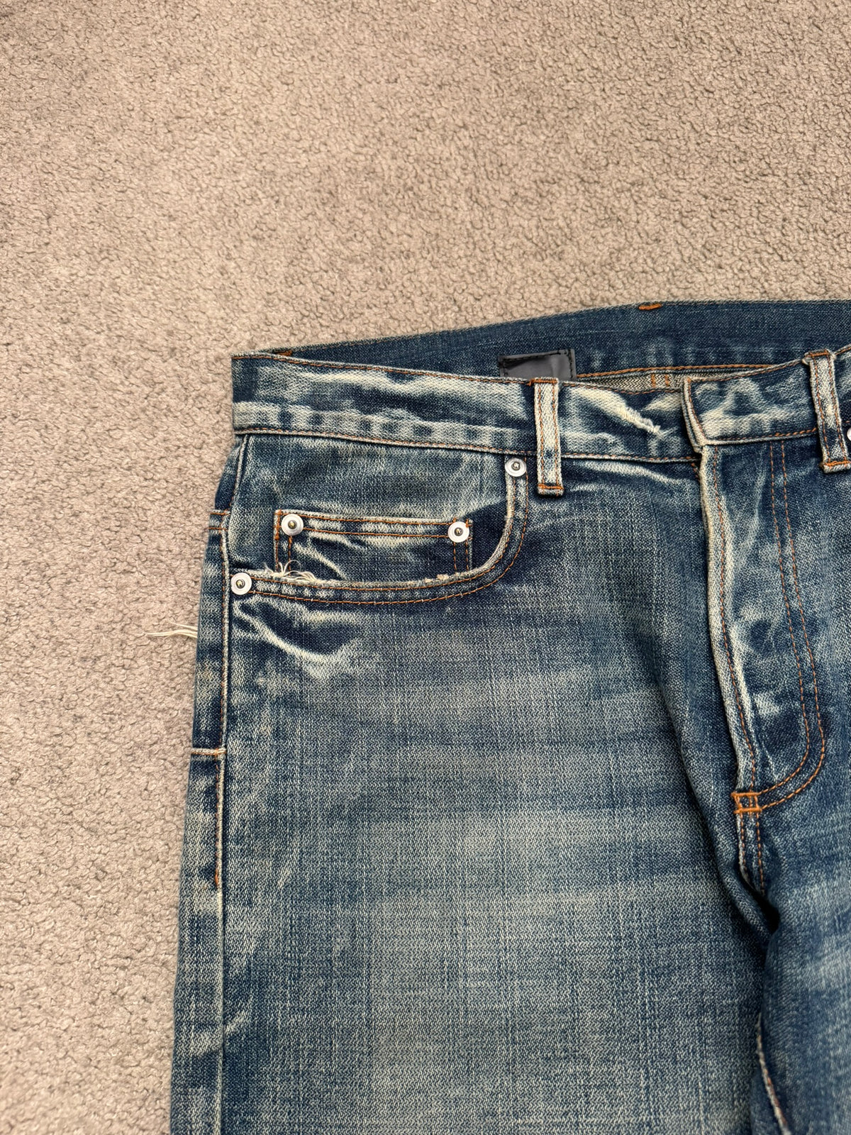 SS07 Dior Homme by Hedi Slimane "Sky Wash" Distress Denim Jeans