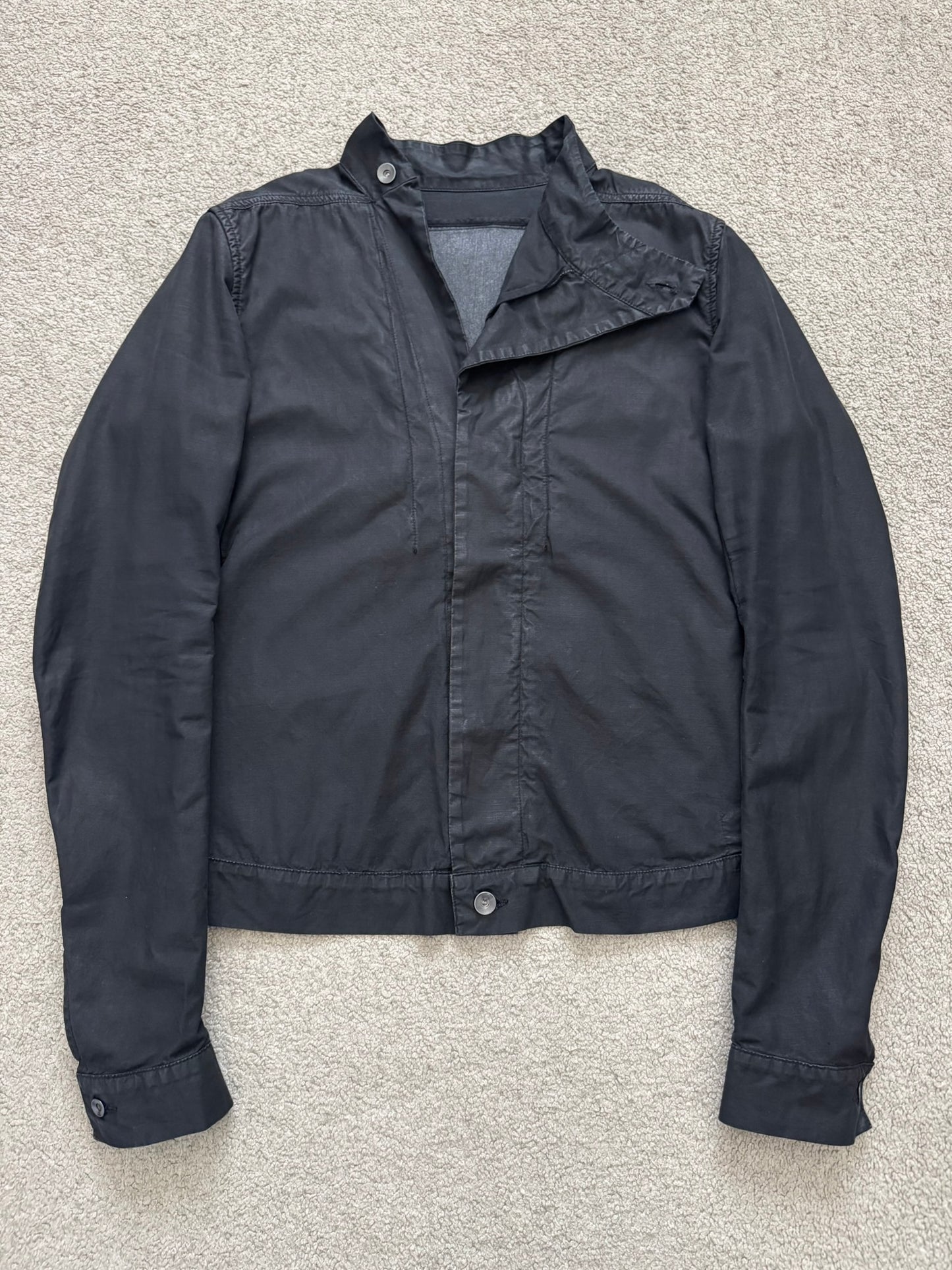 SS10 Rick Owens DRKSHDW Black Waxed Ripstop Slave Jacket