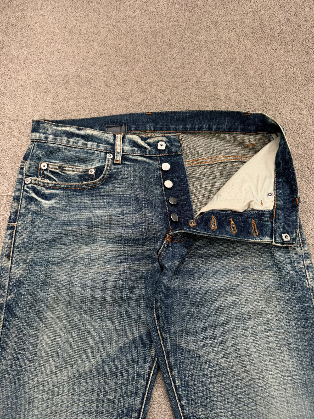 SS07 Dior Homme by Hedi Slimane "Sky Wash" Distress Denim Jeans
