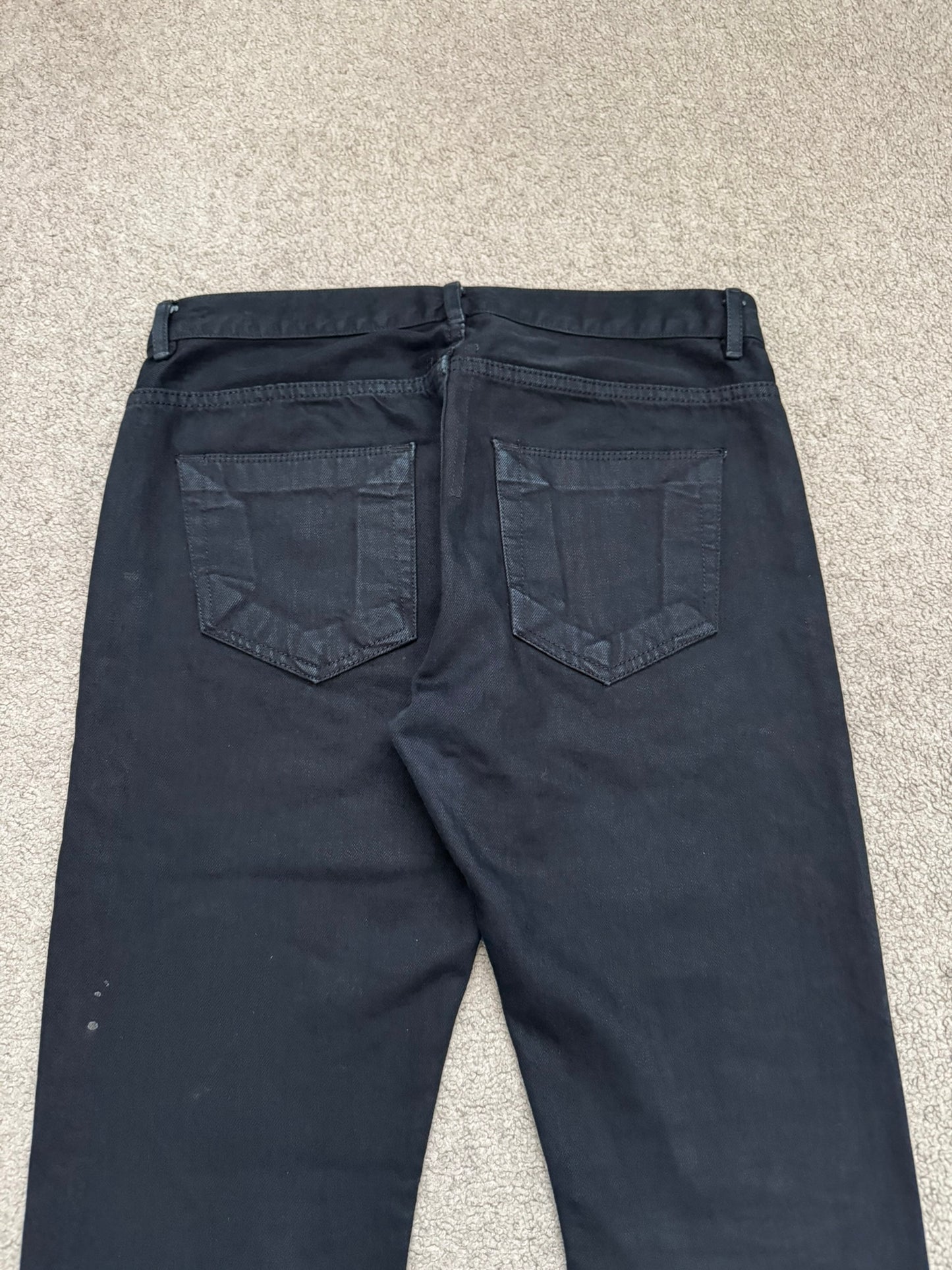 FW14 Rick Owens DRKSHDW Black Waxed Detroit Cut Denim Jeans
