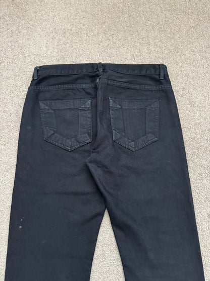 FW14 Rick Owens DRKSHDW Black Waxed Detroit Cut Denim Jeans