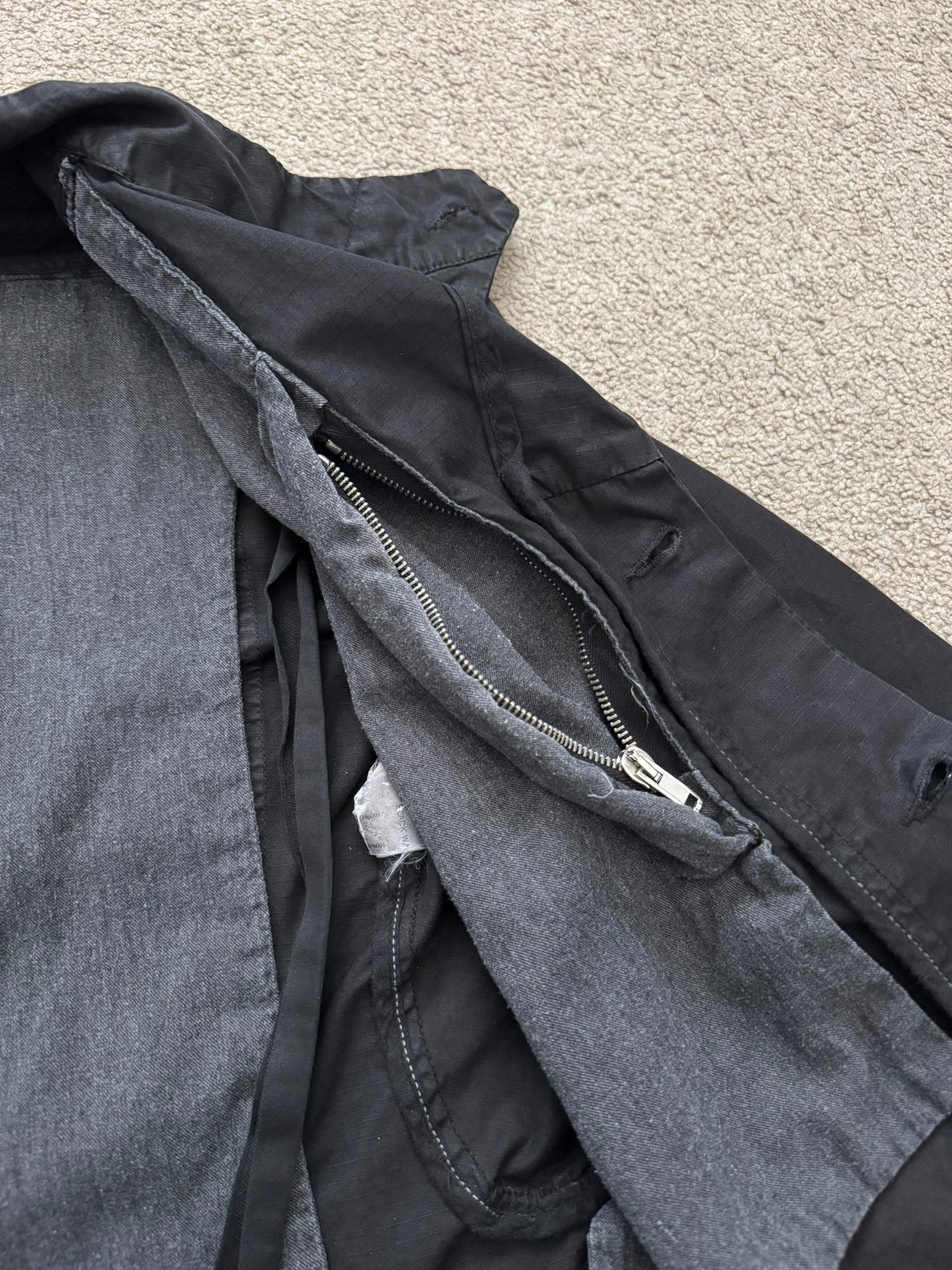 SS10 Rick Owens DRKSHDW Black Waxed Ripstop Slave Jacket