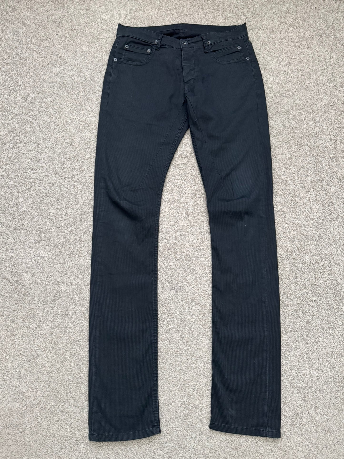 SS16 Rick Owens DRKSHDW Ribbed Cotton Detroit Cut Jeans
