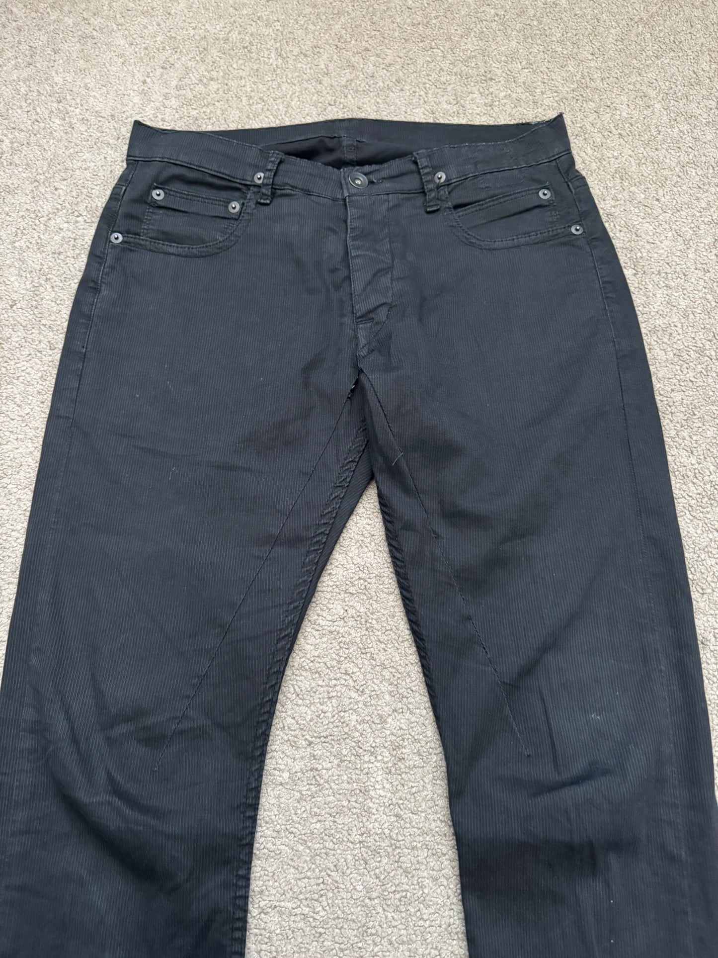 SS16 Rick Owens DRKSHDW Ribbed Cotton Detroit Cut Jeans