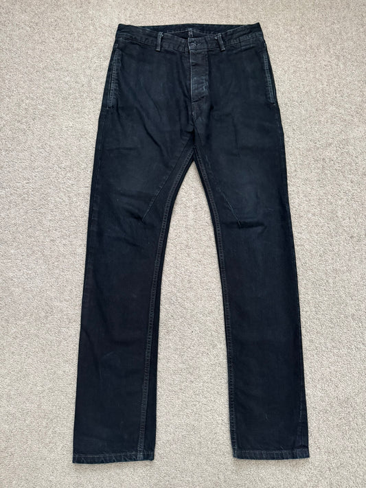 FW16 Rick Owens DRKSHDW Black Waxed Torrence Cut Denim Jeans